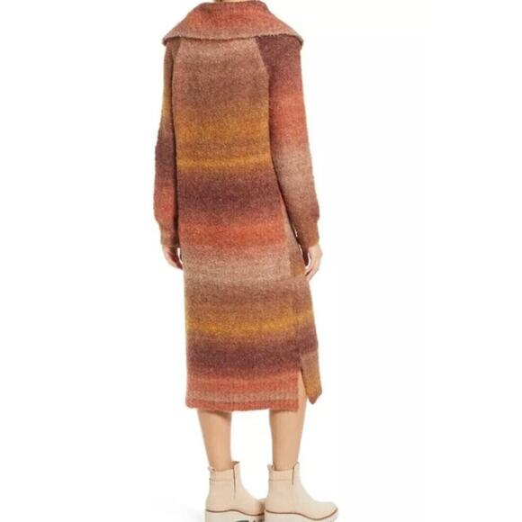 Caslon Ombré Striped Sweater Dress Long Sleeve Knit Midi Orange Brown Small - Picture 4 of 4